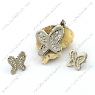 Stainless Steel Butterfly Pendant and Earring s001327