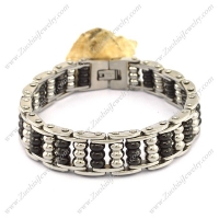 Black and Silver Steel Ball Bike Chain Bracelet b003994