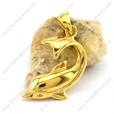 Yellow Gold Dolphin Pendant p002808