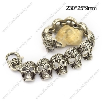 23CM Long 11 Skull Heads Link Bracelet b004044