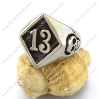 The Lucky 13 Skull Ring in Stainless Steel r002972