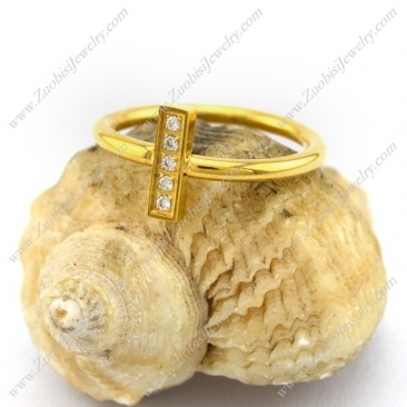 Gold-plating Finger Ring with 5 Zircons for Ladies r002986