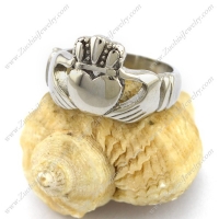 High Polished Stainless Steel Claddagh Crown Heart Ring r003006