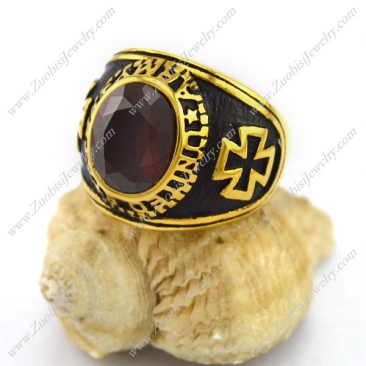 Dark Red Facted Zircon Stone Cross Ring r003017