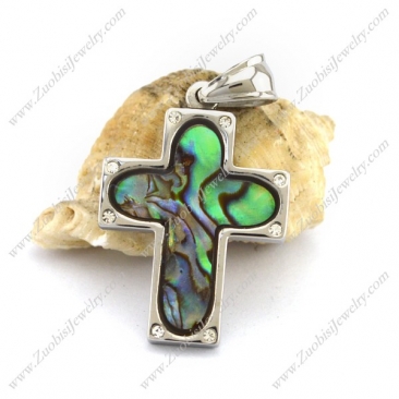 Shell Stainless Steel Cross Pendant p002937