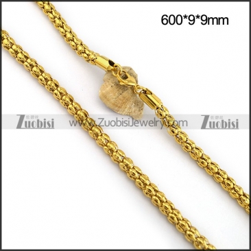 9MM Gold Tone Steel Popcorn Chain n001094