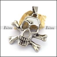 Silver Stainless Steel Crossbones Pendant p002996