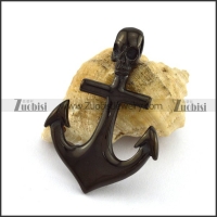 Black Skull Anchor Pendant p003022