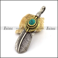 Retro Stainless Steel Feather Penant in Gold and Silver p003039