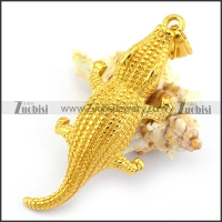 Stainless Steel Alligator Pendant in Gold p003343