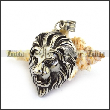 Antique Silver Stainless Steel Lion Head Pendant p003346