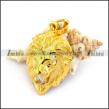 Shiny Gold Plating Lion Head Pendant p003349