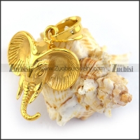 Stainless Steel Elephant Head Pendant in Gold Finishing p003387