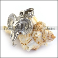 Silver Stainless Steel Elephant Head Pendant p003386