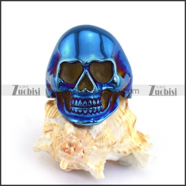 Blue Plated Skull Ring r003685