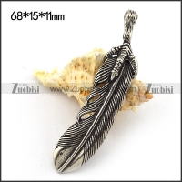 Stainless Steel Feather Pendant with Claw p003689