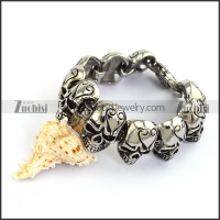 10 Casting Skull Heads Bracelet for Men b004615