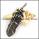 Vintage Feather Pendant with big Black Stone p003868