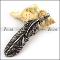 Mens Feather Pendant in Stainless Steel p003922