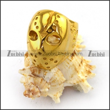 Shiny Gold Plating Jason Mask Ring r003710