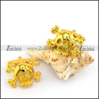 Yellow Gold Tone Skull Cooper Cufflinks c000051