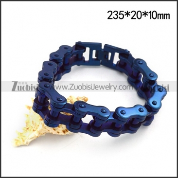 Blue Plating Stainless Steel Bicycle Chain Bracelet for Bikers b004822