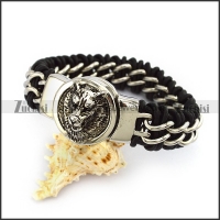 Wolf Head Leather Bracelet b004848