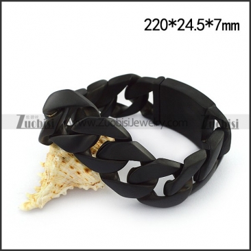 24.5MM Wide Heavy Weight Black Stainless Steel Casting Bracelet for Mens b004869