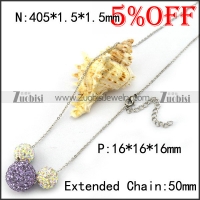 Steel Chain with 1 Big Purple and 2 Small Clear Rhinestones Balls n001365