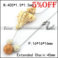 1 Big Amber Rhinestones Ball and 2 Small Clear Necklace Chain n001362