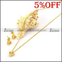 Gold Stainless Steel Necklace and Earring Set s001927