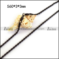 3mm Wide Black Twisted Rope Chain in 56cm Long n001402