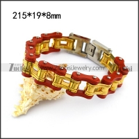 19mm Wide Red Outer and Gold Inner Link Bike Bracelet b005115