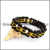 Black Outer Layers and Only One Yellow Layer Bicycle Chain Bracelet b005166