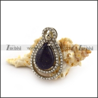 Water Drop Shape Black Stone Pendant p004366