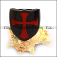 Red Enamel Cross Stainless Steel Black Casting Ring r003854