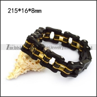 Motorcycle Chain Bracelet including One Inner Gold Layer and 3 Black Outer Layers b005363