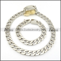 13MM Wide Stainless Steel Casting Necklace and Bracelet Set s000758