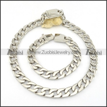 13MM Wide Stainless Steel Casting Necklace and Bracelet Set s000758