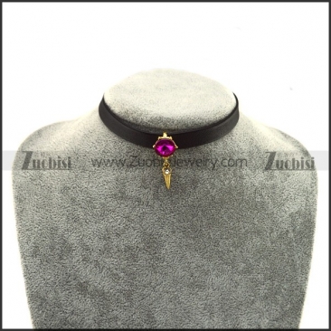 Rhinestone Gold Plating Alloy Pendant Choker Necklace jn920037