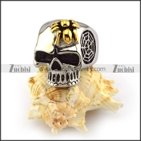 Gold Spider Steel Skull Ring r003963