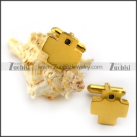 Yellow Gold Stanless Steel Cross Cufflink c000061