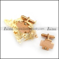 Rose Gold Cross Cufflink with Clear Small Rhinestone c000062