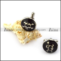 Black Epoxy Skull Cufflink in Stainless Steel c000143