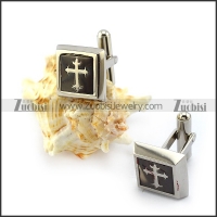 Cross Epoxy Stainless Steel Cufflink c000149