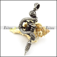 Vintage Silver Stainless Steel Snake Tattoo Machine Pendant p004759