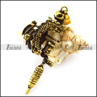 Vintage Gold Dragon Tattoo Pendant p004760