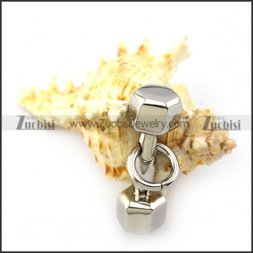 Shiny Silver Stainless Steel Dumbbell Pendant p004777