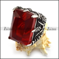 Clear Red Jumbo Square Stone Ring r004226