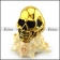 Gold Plating Stainless Steel Skull Ring with 2 Dark Black Rhinestones Eyes r004284